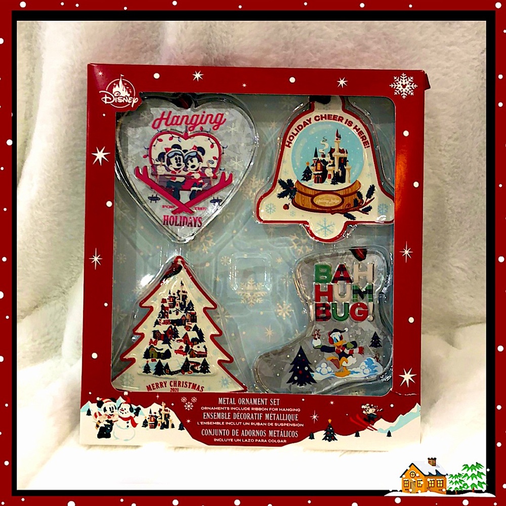 Disney Parks Christmas Ornament Metal Set of 4
